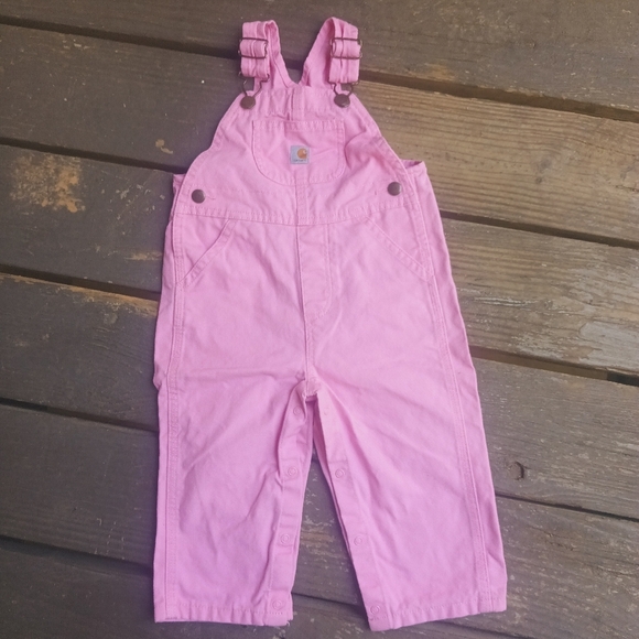 Carhartt Other - Carhartt Pink Kids Suspender Overalls Size 18 Months